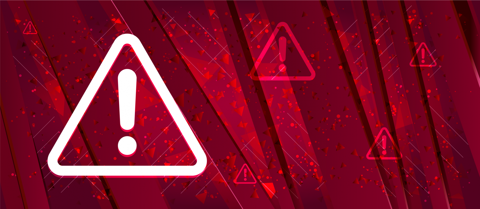 Warning sign on red background