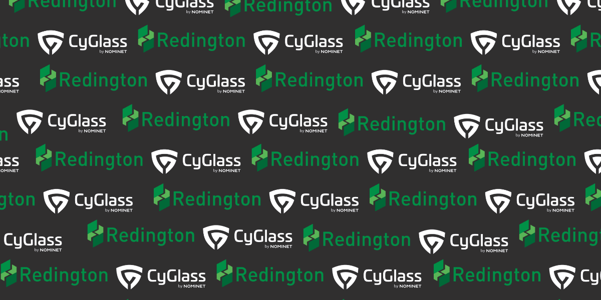 CyGlass and Redington logos on black background